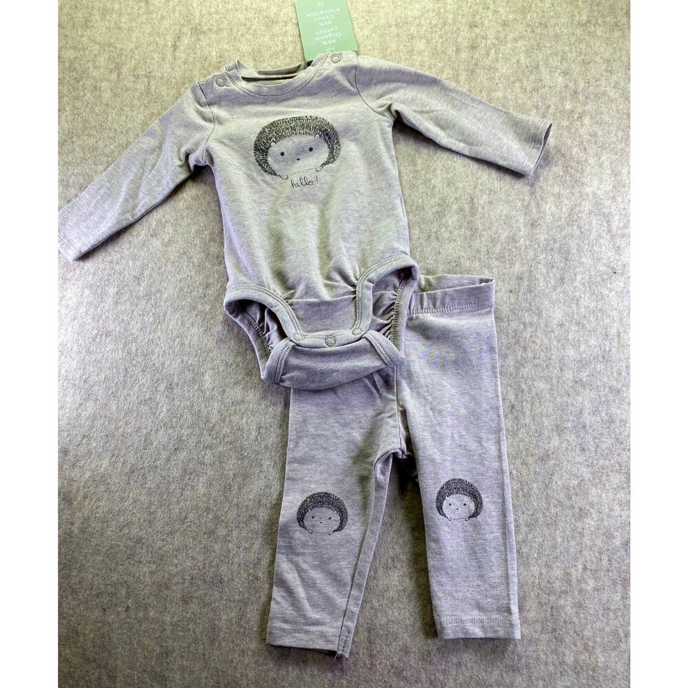 H&M Organic Cotton Gray Long Sleeve/Pant Matching Set Size 3 Months
